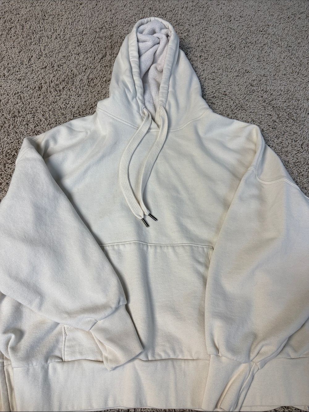 American Eagle Outfitters Cream Fleece-Lined Hooded Sweatshirt